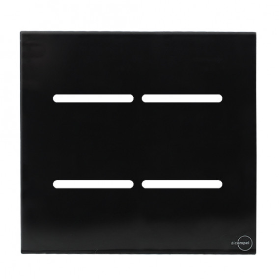 Placa p/ 4 Interruptores 4x4 - Novara Glass Preto Brilhante Placa p/ 4 Interruptores 4x4 - Novara Glass Preto Brilhante